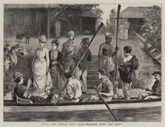 India, de Poonah Boat Club, de Boten naar beneden brengen